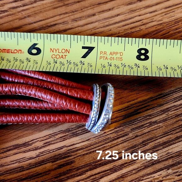 BRIGHTON "Neptune's Rings" Crystal, Silver, And Leather Bracelet BOHEMIAN - Picture 5 of 7
